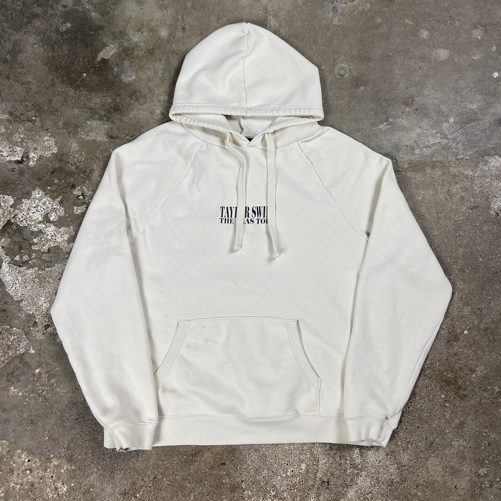 Taylor Swift The Eras Tour Sweatshirt Size Large Beige Pullover Hoodie Pop Music